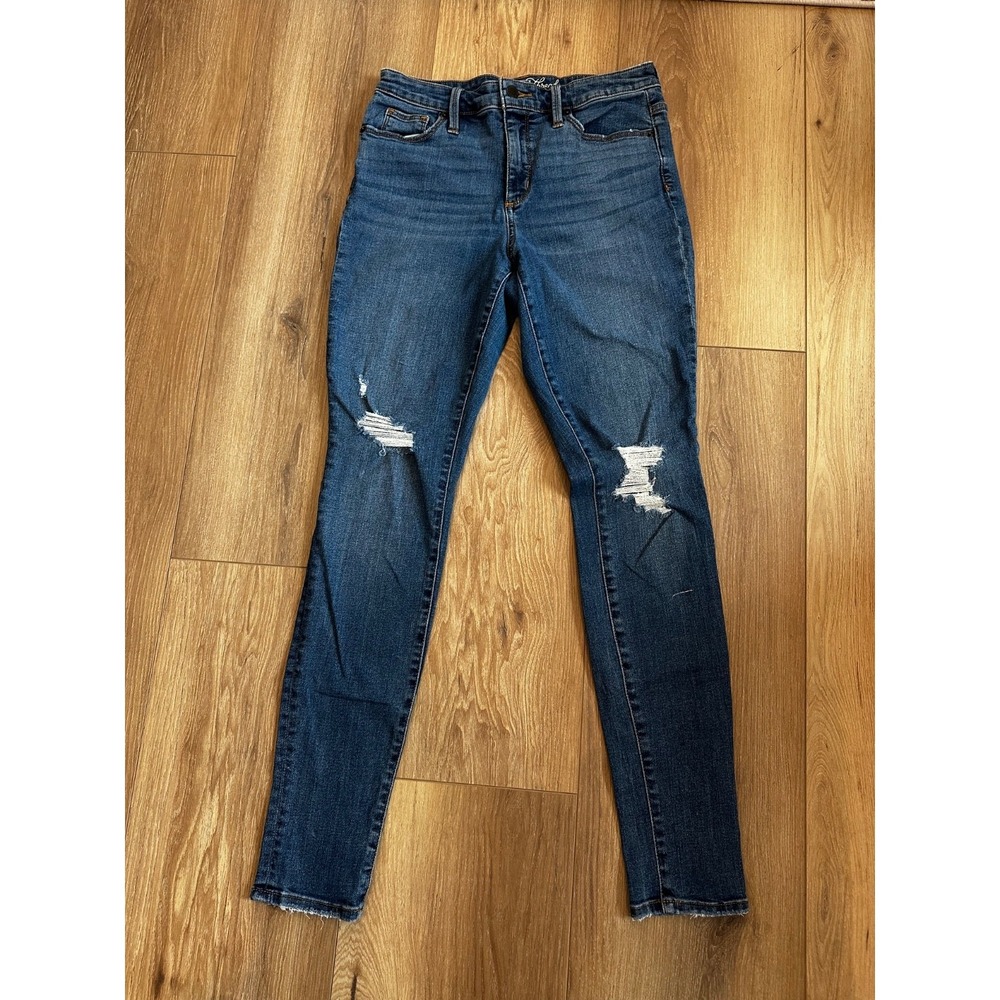 Universal Thread High Rise Skinny Jeans Women's 8/29 Blue Distressed Stretch Den